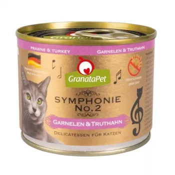 Märg kassitoit Fox4Pets Symphonie No.2 Krevette ja kalkunit 200 g, täisväärtuslik täiskasvanute sööt, valku 11%, rasva 5,7%, niiskust 80%