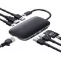 Sülearvuti dokkimisjaam AUKEY CB-C71 — 3× USB-C (USB 3.2 Gen1), HDMI, RJ‑45, MicroSD, USB PD 100W, 0,15 m kaabel, must
