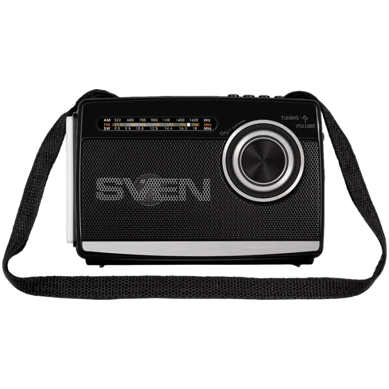 Kõlar SVEN SRP-155, must (3W, Bluetooth, FM/AM/Lühilaine, USB, microSD, taskulamp, aku)