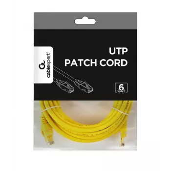 Võrgukaabel GEMBIRD PP6U-5M/Y — Cat6 U/UTP, RJ-45 kuni RJ-45, 5 m, kollane