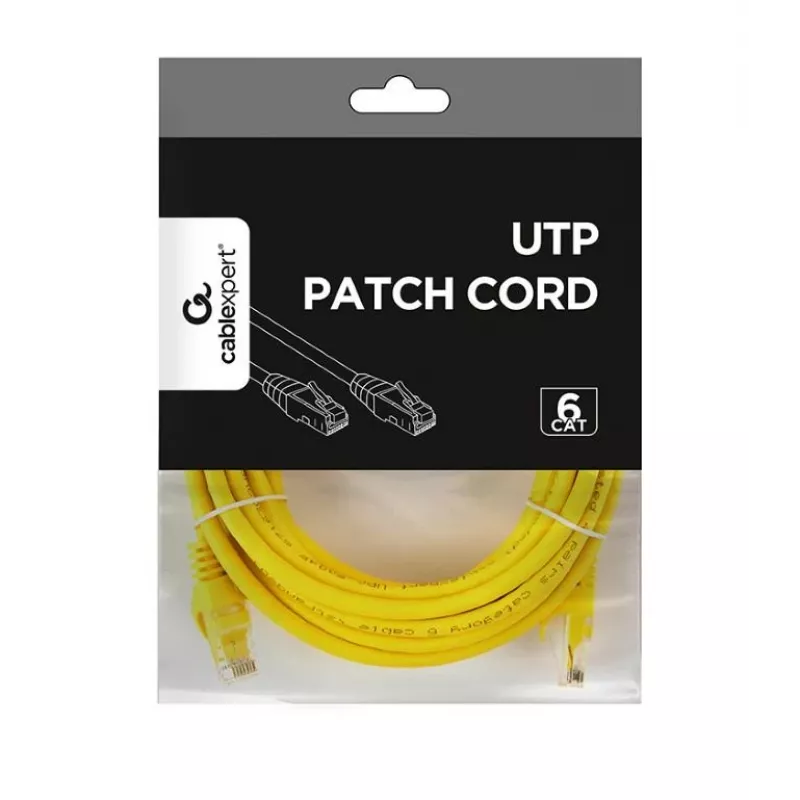 Võrgukaabel GEMBIRD PP6U-5M/Y — Cat6 U/UTP, RJ-45 kuni RJ-45, 5 m, kollane