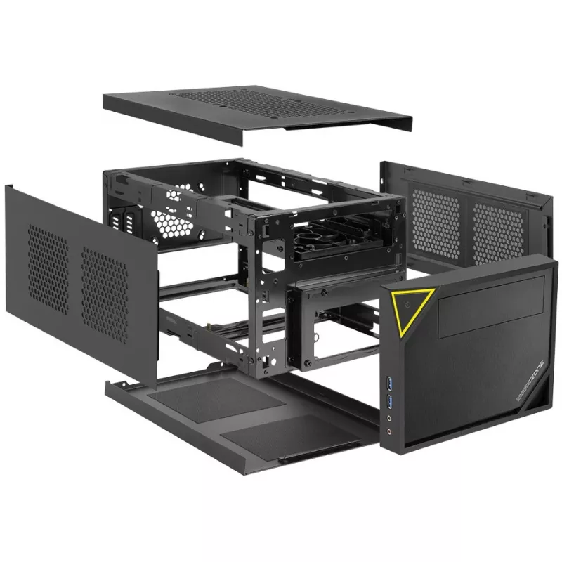 PC-korpus Sharkoon SHARK ZONE C10 Mini-ITX Must, Kollane