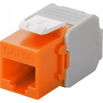 Wentronic Goobay CAT 6a KeyStone RJ45 Jack, varjestamata, 500MHz, oranž-valge (90690)