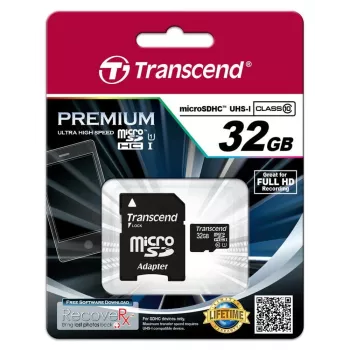MÄLUKAART MICRO SDHC 32GB ADAPTERIGA/CLASS10 TS32GUSDU1 TRANSCEND