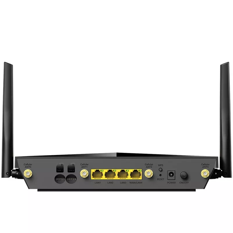 Laualine traadita ruuter Cudy P5 — Kaheribaline Wi‑Fi 6, 5G Sub6, topelt NanoSIM, Gigabit Ethernet, 6 eemaldatavat antenni, 256MB RAM