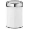 BRABANTIA Touch Bin 3 L Valge (model 36 44 88) — väike pedaalivaba prügikast hügieeniliseks jäätmekäitluseks