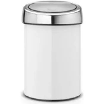 BRABANTIA Touch Bin 3 L Valge (model 36 44 88) — väike pedaalivaba prügikast hügieeniliseks jäätmekäitluseks