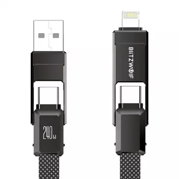 4-in-1 kaabel BlitzWolf BW-HDC7 — USB-C, Lightning, USB-A, Micro-USB 1,2 m 240 W must