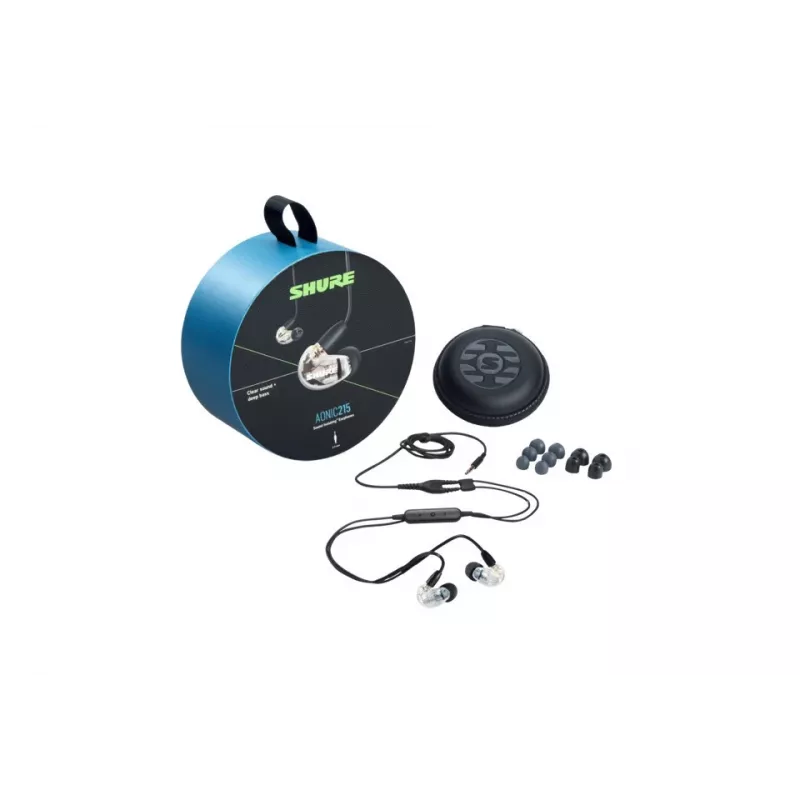 Shure AONIC 215 - kõrvasisesed kõrvaklapid ühe muunduri ja 3,5 mm kaabliga (läbipaistev)