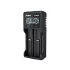 Akulaadija XTAR VC2SL — USB 5V 1A, LCD, laeb 2 elementi, ühildub Li‑Ion/NiMH/NiCd, suurused A/AA/AAA/AAAA/C/D/SC, must