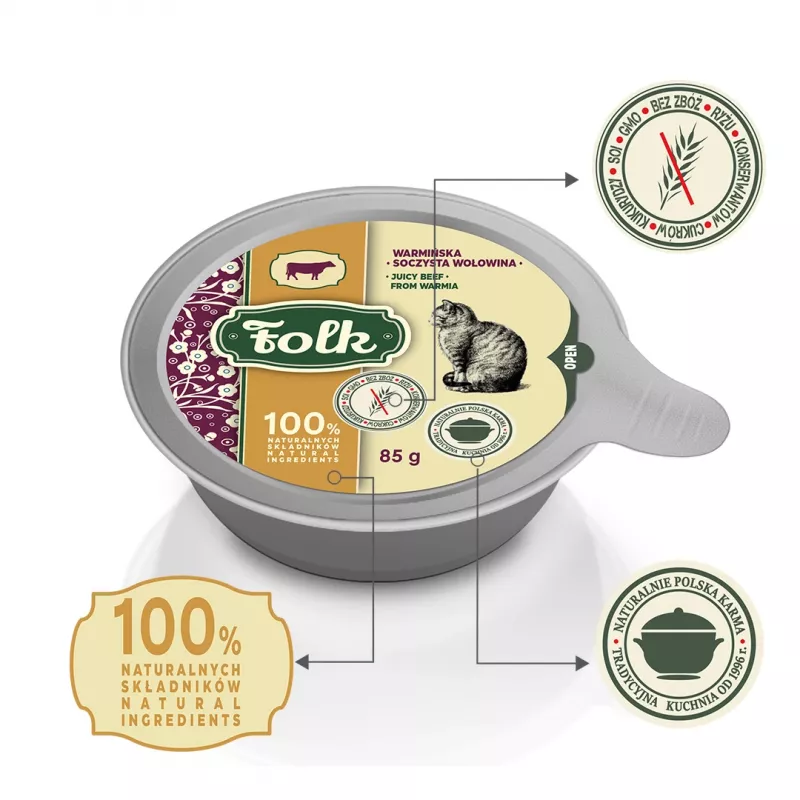 FOLK Juicy beef from Warmia - märg kassitoit - 85g