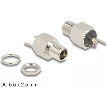 DeLOCK pistik DC 5,5 x 2,5 mm emane vahesein jootmisversioon Kuuskant 20 V 9 A