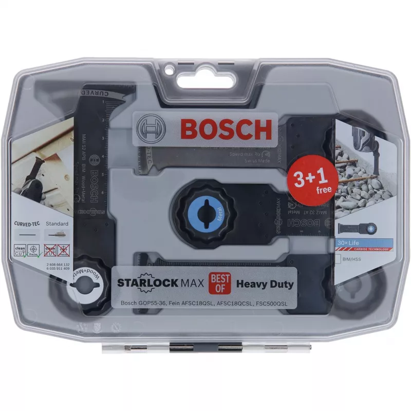 Bosch Starlock Best of Heavy Duty komplektid, 4-osaline, Teralade komplekt, Metall, Puit, Must, Karp