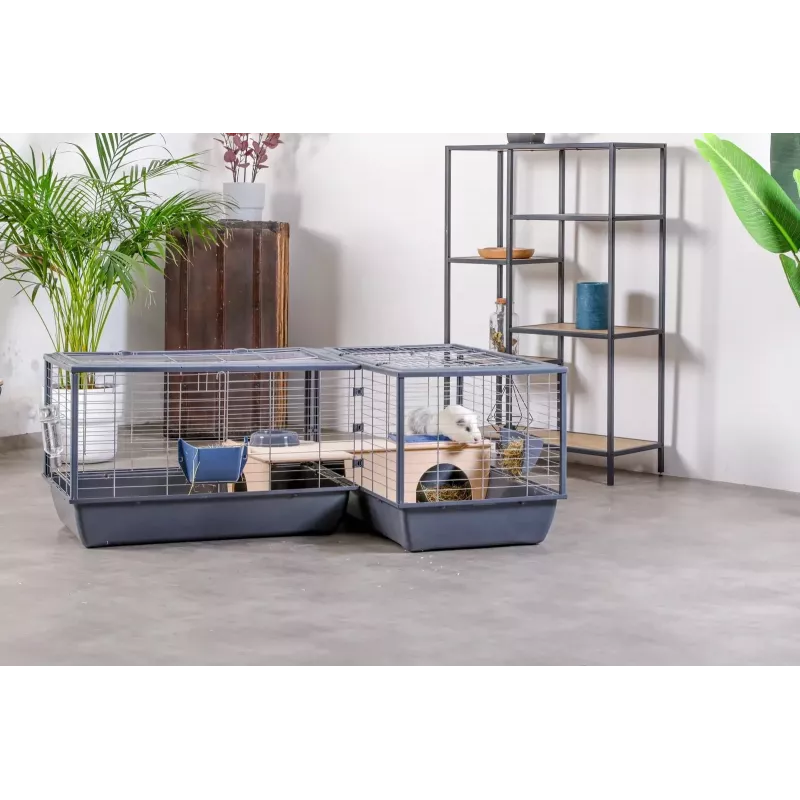 Siseruumides kasutatav küülikupuur ZOLUX Neolife Connect 101,5×54×51 cm — metallraam, plastist alus, hall