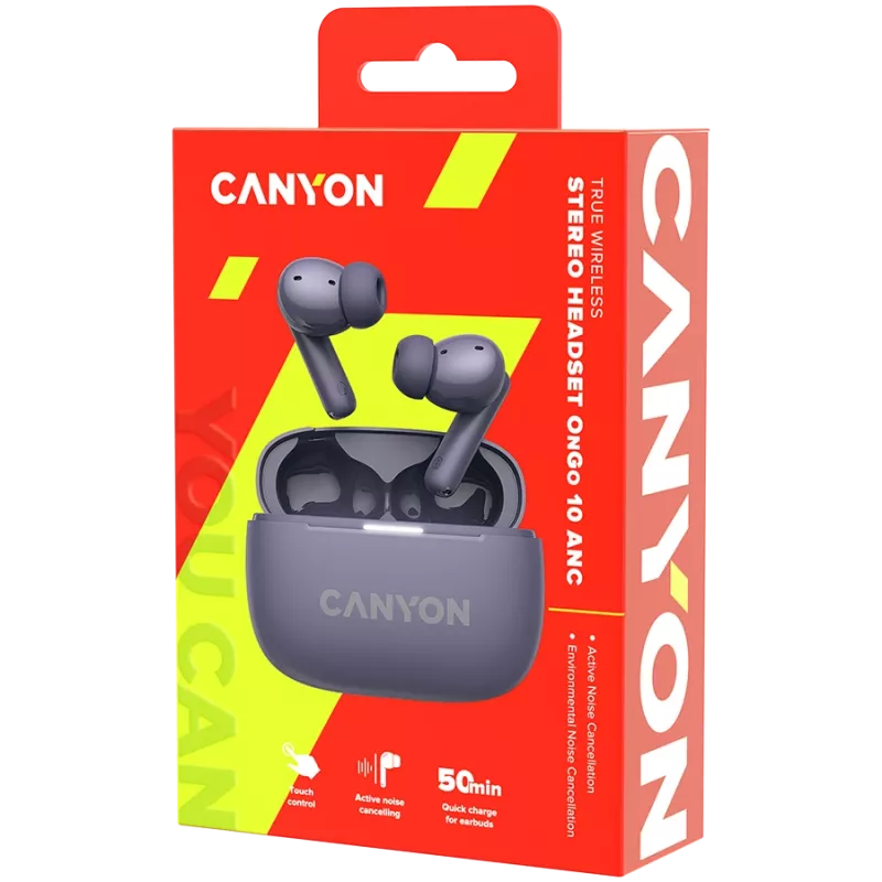 Canyon CNS-TWS10PL Kõrvaklapid ja peakomplekt True Wireless Stereo (TWS) kõrvasisesed kõned/muusika/sport/igapäevane kasutamine USB Type-C Bluetooth Violet (CNS-TWS10PL)