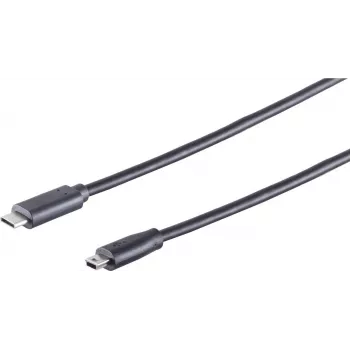 USB-kaabel S/CONN 77144-1.8 1,8 m USB-C Mini-USB-B Must