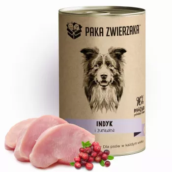 Märg koeratoit PAKA ZWIERZAKA kalkuni ja jõhvikatega 400 g purk, monoproteiin, gluteeni- ja sojavaba