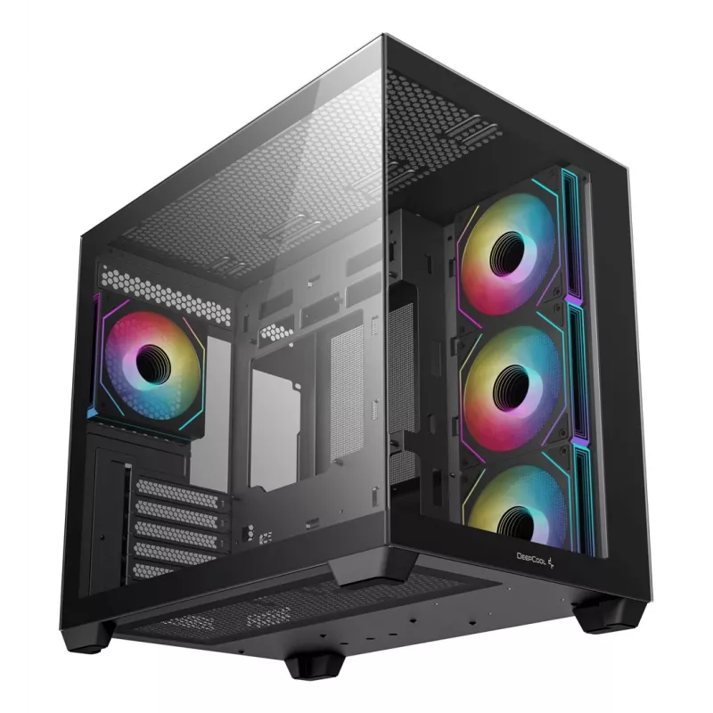 PC korpus DeepCool CG530 4F Midi Tower Must — karastatud klaas, ATX/ITX/Micro ATX, 3x120mm ventilaatorid, USB-C