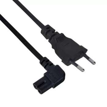 Toitekaabel SAVIO CL-144, 3 m, nurgeline 2-kontaktiline kuni IEC Type E pistik, must