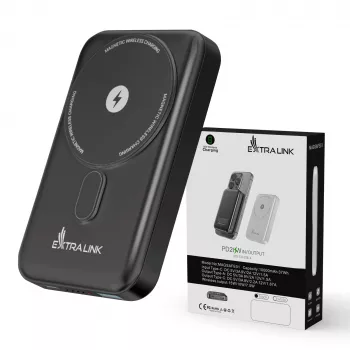 Extralink MagSafe 10000 mAh akupank, grafiit, 38,5 Wh, PD20W+15W, USB-C/USB-A