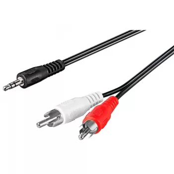 Wentronic Goobay 3,5 mm pistikupesa/RCA adapterkaabel, must, 10 m - 3,5 mm pistik (3-kontaktiline, stereo) > 2x RCA-pistik (heli vasak/parem) (50441)
