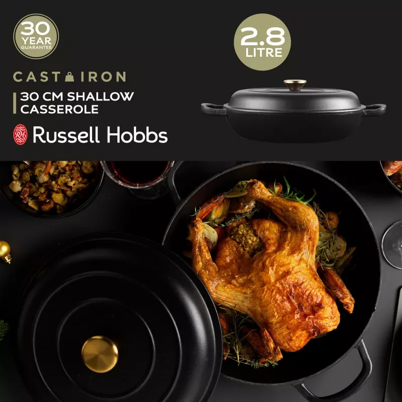 Rostvabast malmist kastrul Russell Hobbs RH02525BEU7 30 cm, must