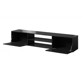TV-kapp Cama Meble SLIDE 200K — 200x40x37 cm, läikiv must, puitlaastplaadist pealispind