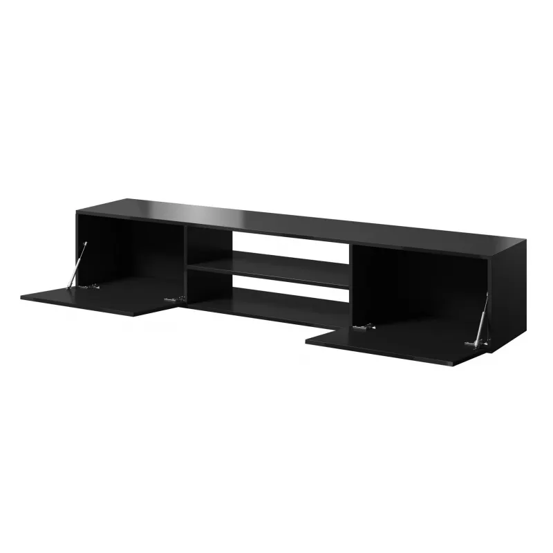 TV-kapp Cama Meble SLIDE 200K — 200x40x37 cm, läikiv must, puitlaastplaadist pealispind