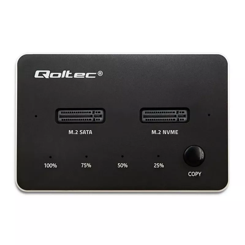 Qoltec 52274 M.2 SSD kettaseadme dokkimisjaam | NVMe | SATA | USB-C | DUAL 2 x 2TB