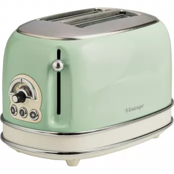 Ariete 155 Design 2 Slice Röstija võileivakorvidega, 6 röstimisastet, 810 W, roostevabast terasest korpus, eemaldatav purukauss, pastellroheline
