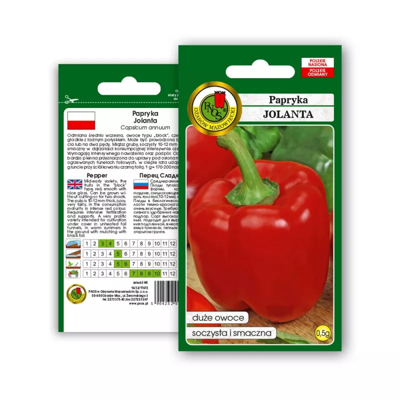 Seemnepakk Seklos LT Paprika Jolanta 0,5 g – magusa paprika seemned kasvatamiseks