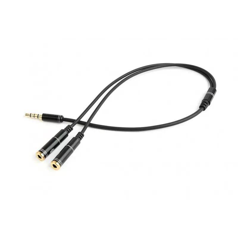 Heliadapter Gembird CCA-417M 2×3,5 mm isane – 3,5 mm emane, 0,2 m, must