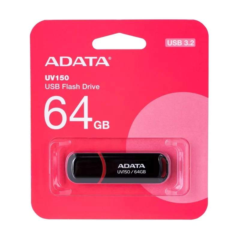 ADATA 64GB DashDrive UV150 USB-mälupulk USB Type-A 3.2 Gen 1 (3.1 Gen 1) Must