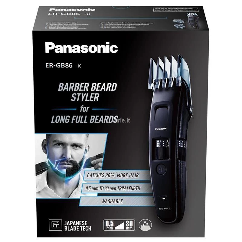 Panasonic | Habemetrimmer | ER-GB86-K503 | Juhtmevaba | Pikkusastmete arv 57 | Astme täpsus 0,5 mm | Must