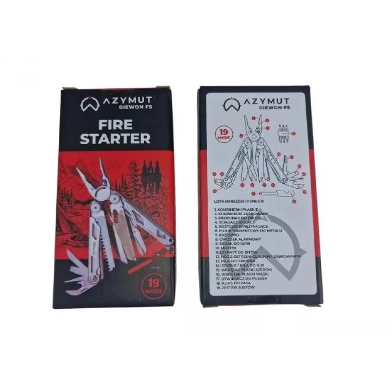 Multitool AZYMUT Giewon FS Fire Starter multiriist 19 tööriista, tulekivi, vile, vöötaskuga (H2038A)