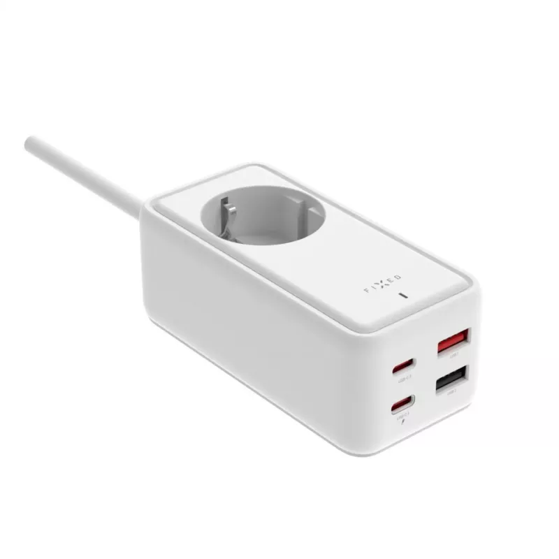 Toitepikendusadapter FIXED FIXCS65-1.5-WH 2× USB-C PD 65W ja 2× USB-A pordiga
