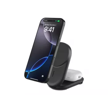 Siselaadija Belkin UltraCharge 25w Qi2 2in1 Magnetiline USB-C Must Ümar