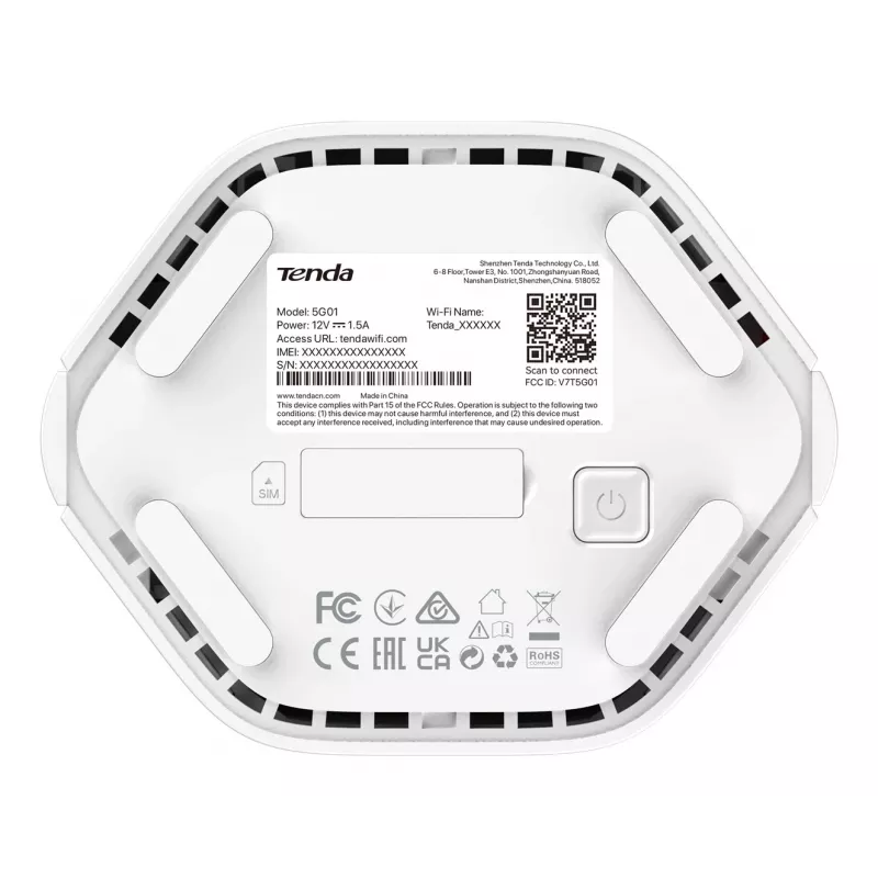 Tenda 5G01 traadita ruuter Gigabit Ethernet kaheriba (2,4 GHz / 5 GHz) 5G Valge