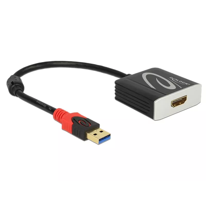 Video kaabliadapter DeLOCK 62736 USB Type-A HDMI-le 0,2 m Must