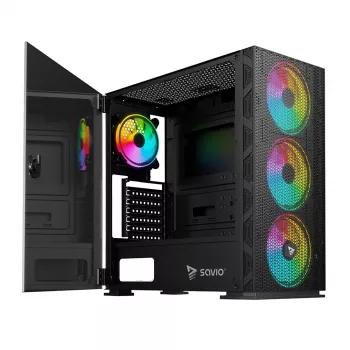 SAVIO arvutikorpus Raptor X1 ARGB klaas/võrk must