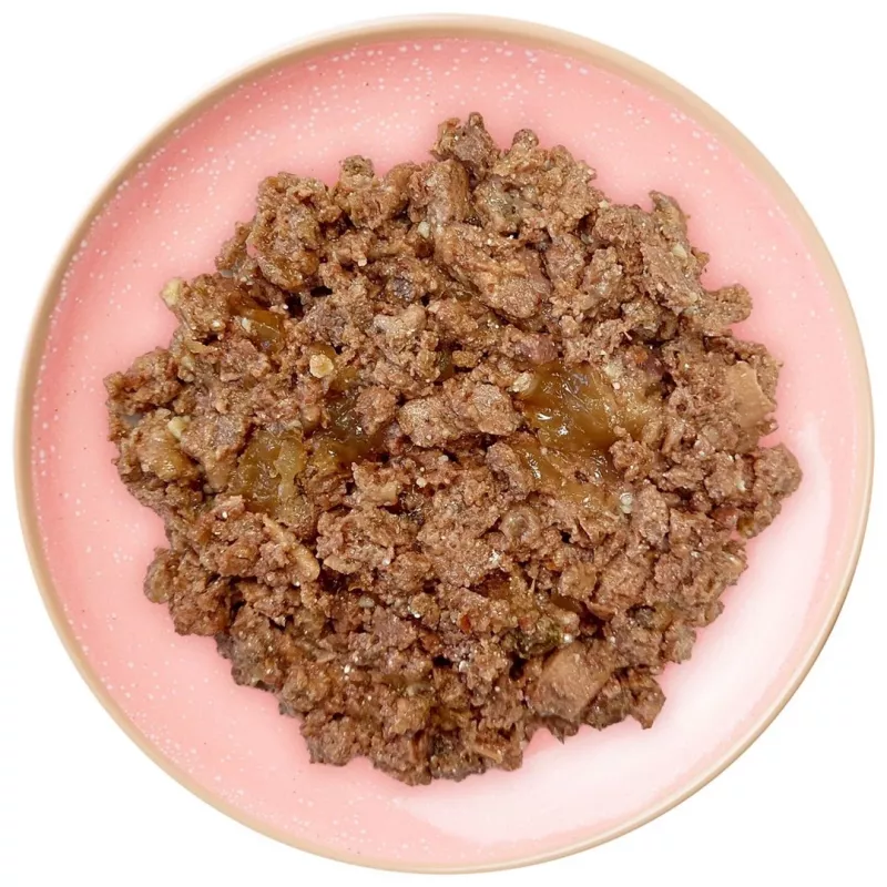 Märg kassitoit wiejskazagroda veiseliha vasikaliha ja kassinaerisega täiskasvanud kassidele 100 g, 75% niiskust, 10,8% valku, 9% rasva