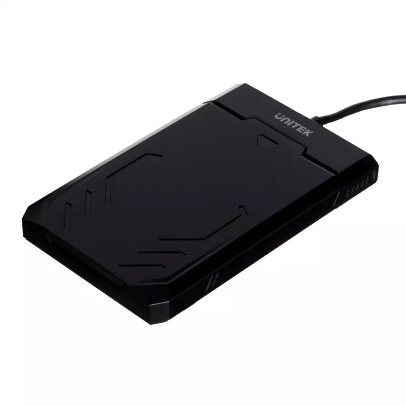HDD/SSD korpus Unitek Y-3036, 2,5-tolline SATA III, USB 3.2 Gen 1 (5 Gbit/s), UASP, integreeritud USB-A kaabel, must