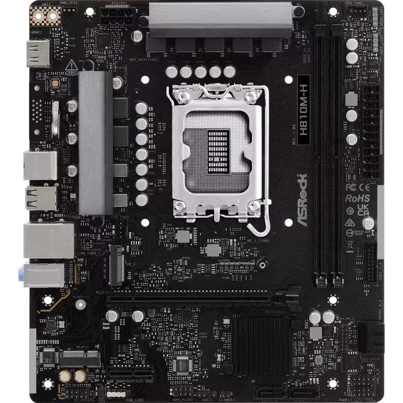 Emaplaat ASROCK H810M‑X micro ATX Intel H810 LGA 1851 DDR5 2× DIMM 128GB M.2 2.5GbE HDMI DisplayPort