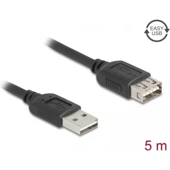 USB-A pikenduskaabel DELOCK 81515 USB 2.0, 5 m, must, kullatud kontaktidega