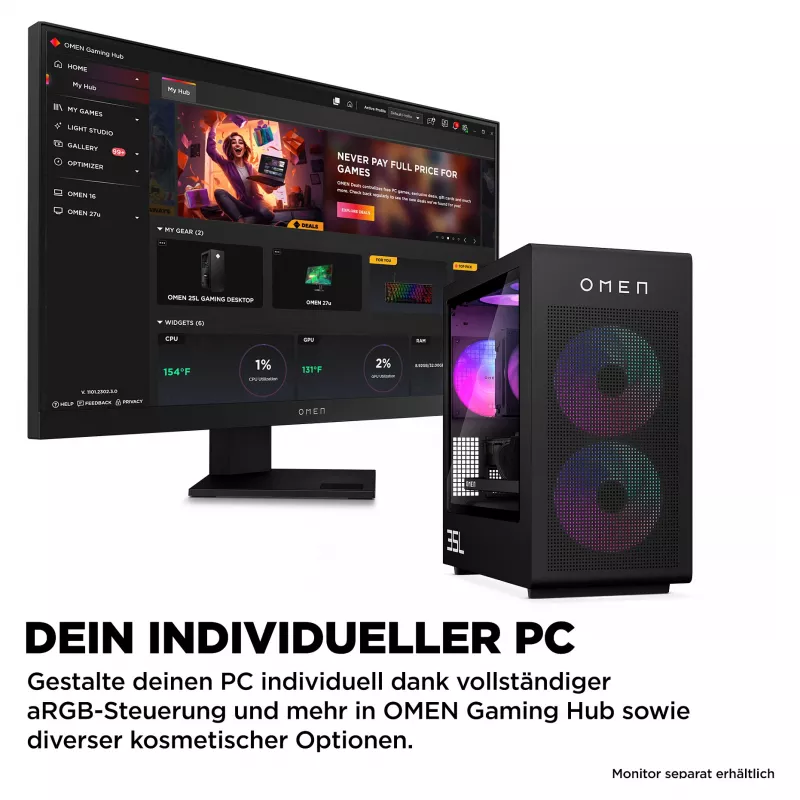 HP OMEN 35L GT16-0065ng AMD Ryzen™ 7 8700F mänguarvuti