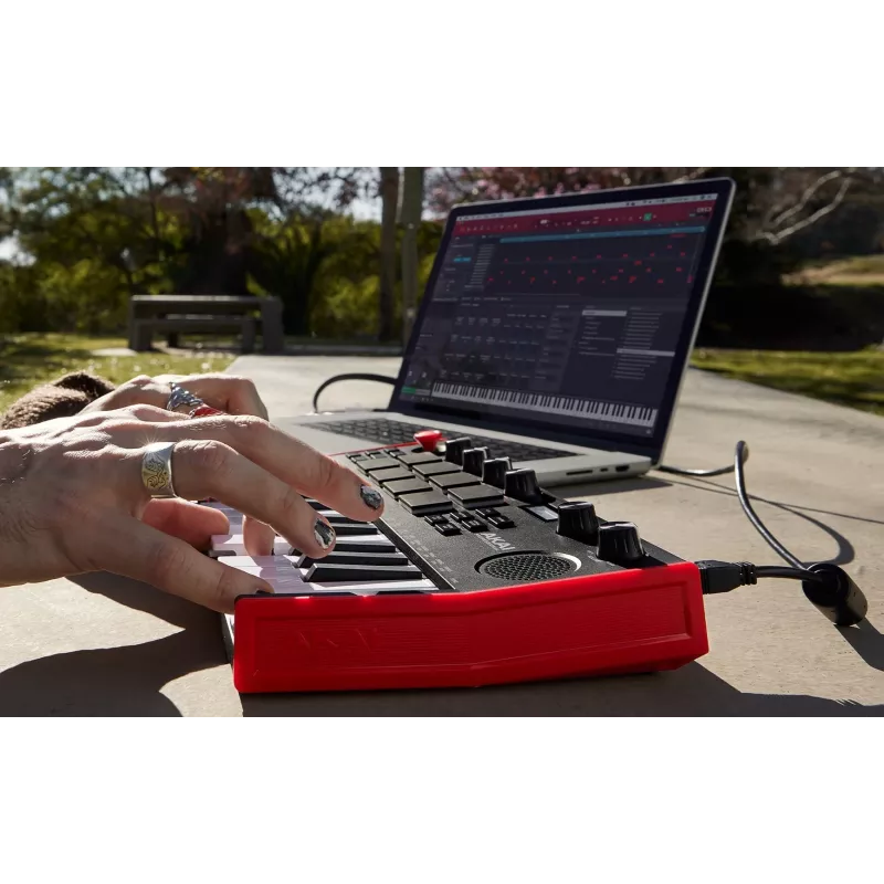 MIDI klaviatuur Akai MPK Mini Play Mk3 25 klahvi USB must punane