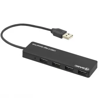 USB-jaotur Tellur Basic 4-pordiline USB 2.0 — must, 4x USB-A porti