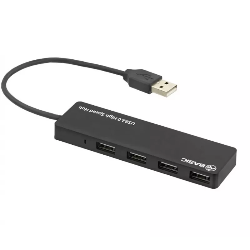 USB-jaotur Tellur Basic 4-pordiline USB 2.0 — must, 4x USB-A porti