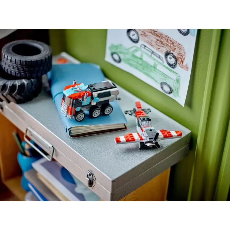 LEGO Creator 2-in-1 lameveoauto koos helikopteriga komplekt 31146, ümberehitatav mudel lastele