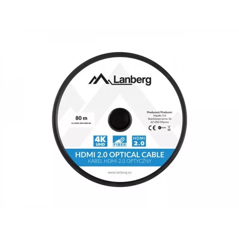 HDMI-kaabel Lanberg CA-HDMI-20FB-0800-BK 80 m A-tüüpi isane-isane